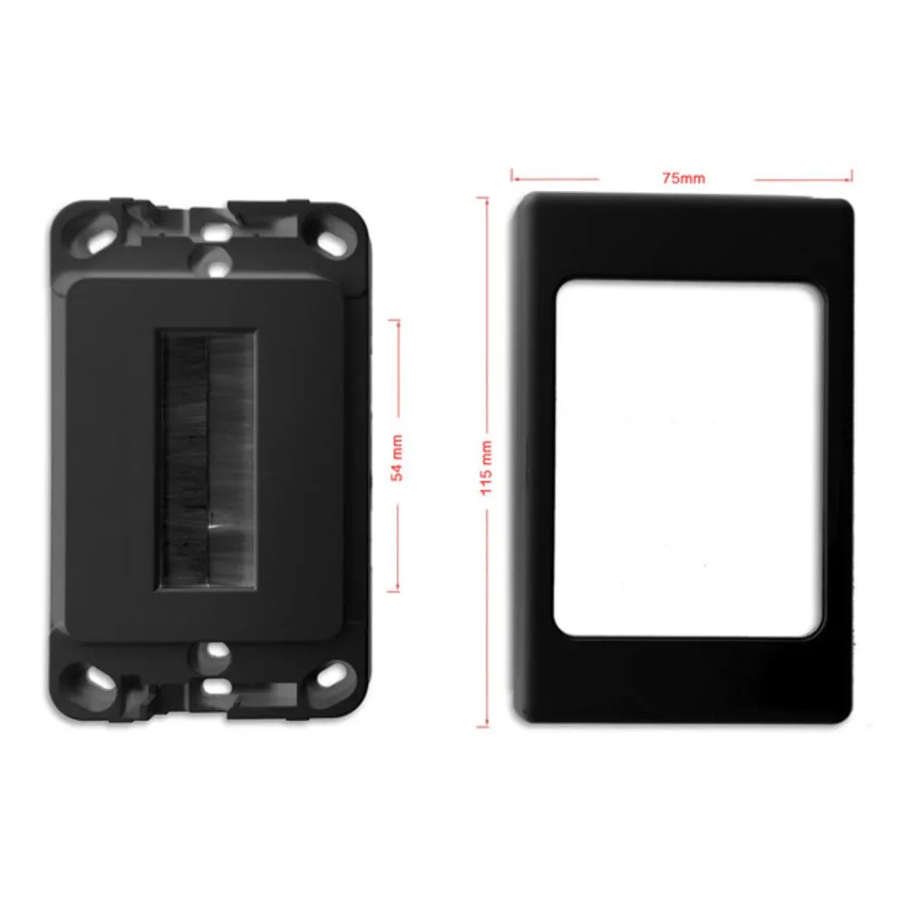 PRO2 Wall Plate Wallplate with Brush Outlet Cover For Cable Lead (Black)