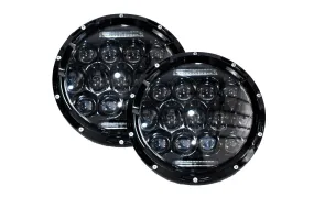 Race Sport RS Headlights Jeep Wrangler LJ Unlimited 4 Dr (04-06) [7in LED Projector Conversion Kit 13x5W] Plug-&-Play H4 H/L