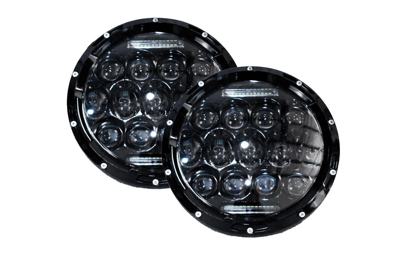 Race Sport RS Headlights Jeep Wrangler LJ Unlimited 4 Dr (04-06) [7in LED Projector Conversion Kit 13x5W] Plug-&-Play H4 H/L