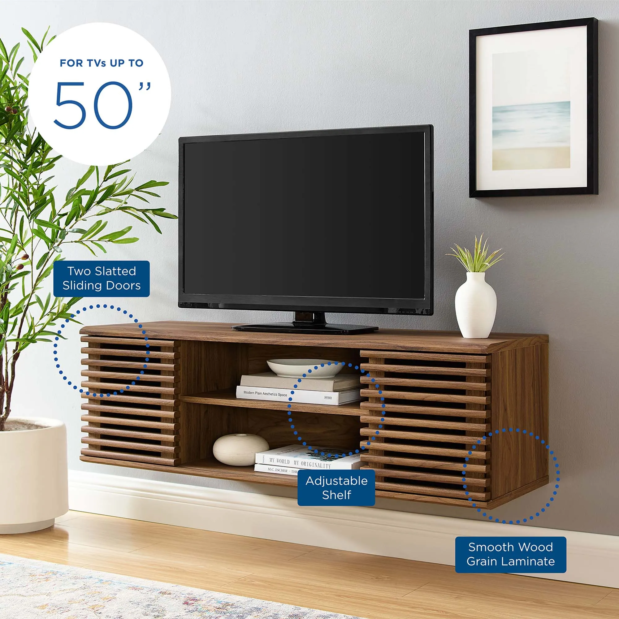 Render 46" Wall-Mount Media Console TV Stand by Modway