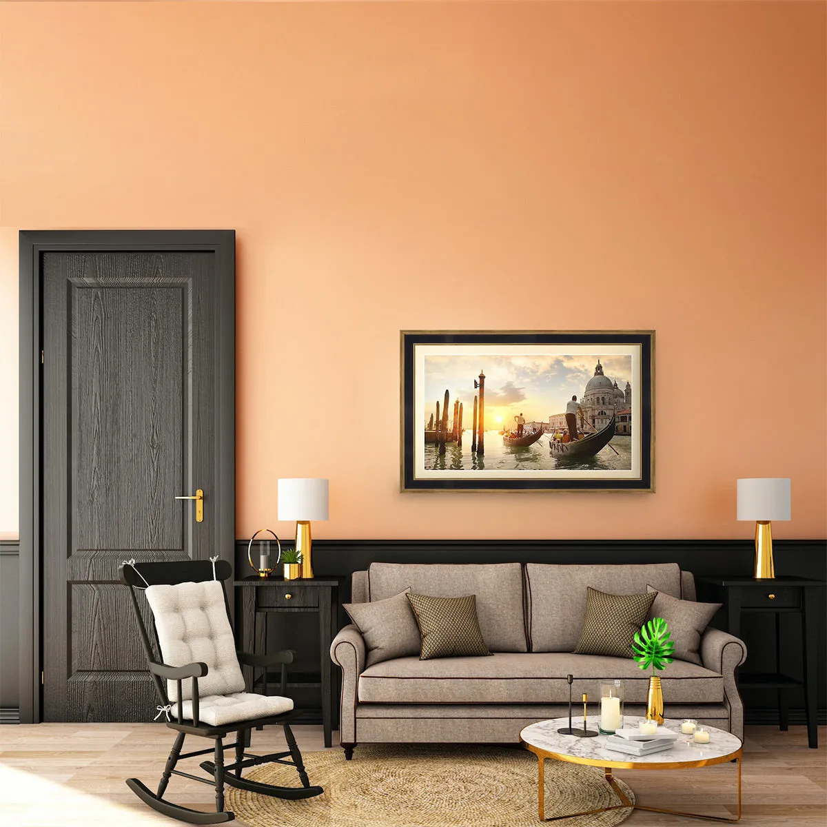 Samsung The Frame 65" QLED HDR Smart TV (2024) with Deco TV 65" Customizable Frame (Antique Gold & Black)