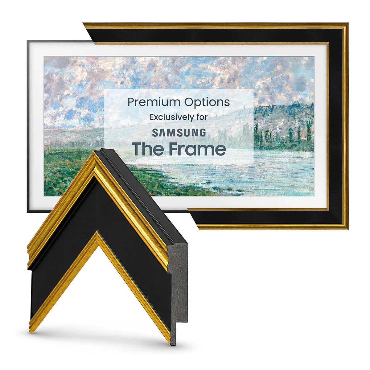 Samsung The Frame 65" QLED HDR Smart TV (2024) with Deco TV 65" Customizable Frame (Antique Gold & Black)