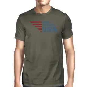 Seek & Travel USA American Flag Shirt Mens Grey Cotton Graphic Tee
