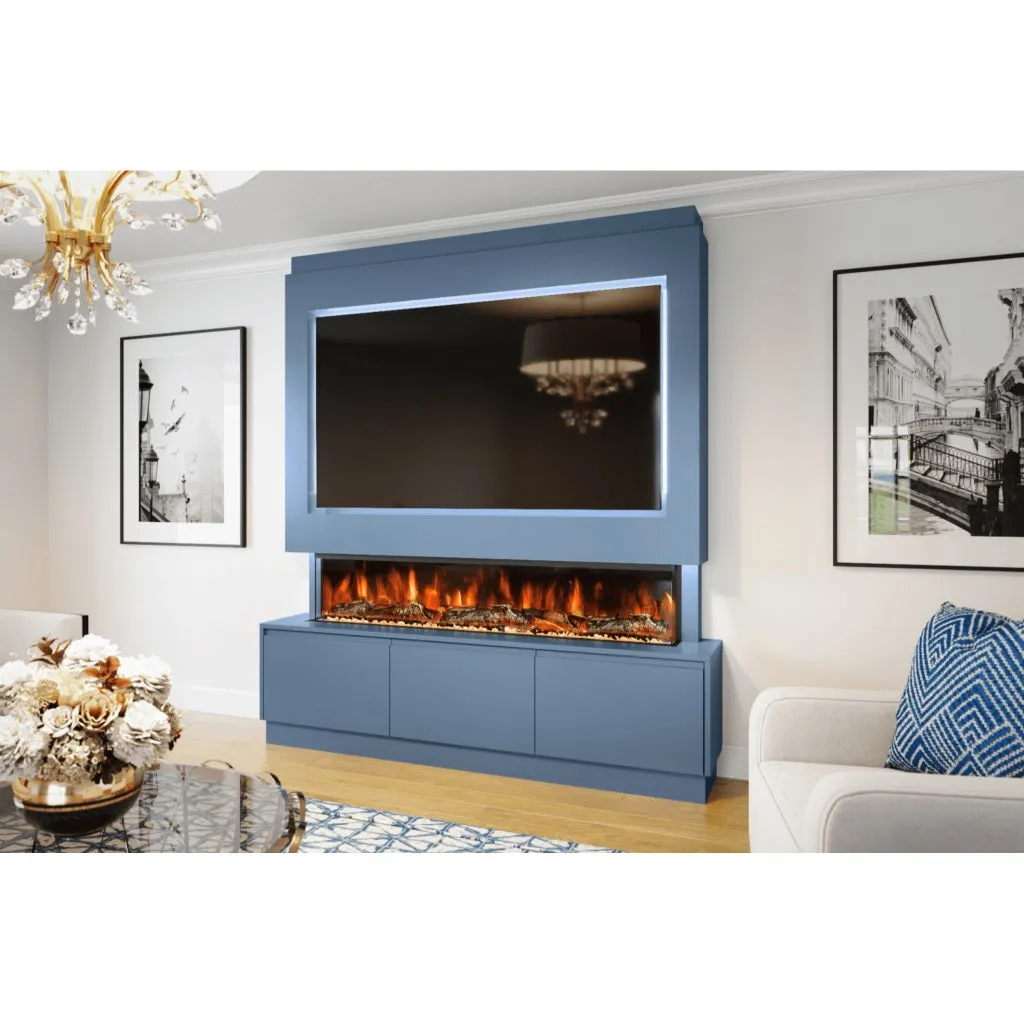 Sicily 72" Pre-Built Media Wall Fireplace - Electric Fire Package