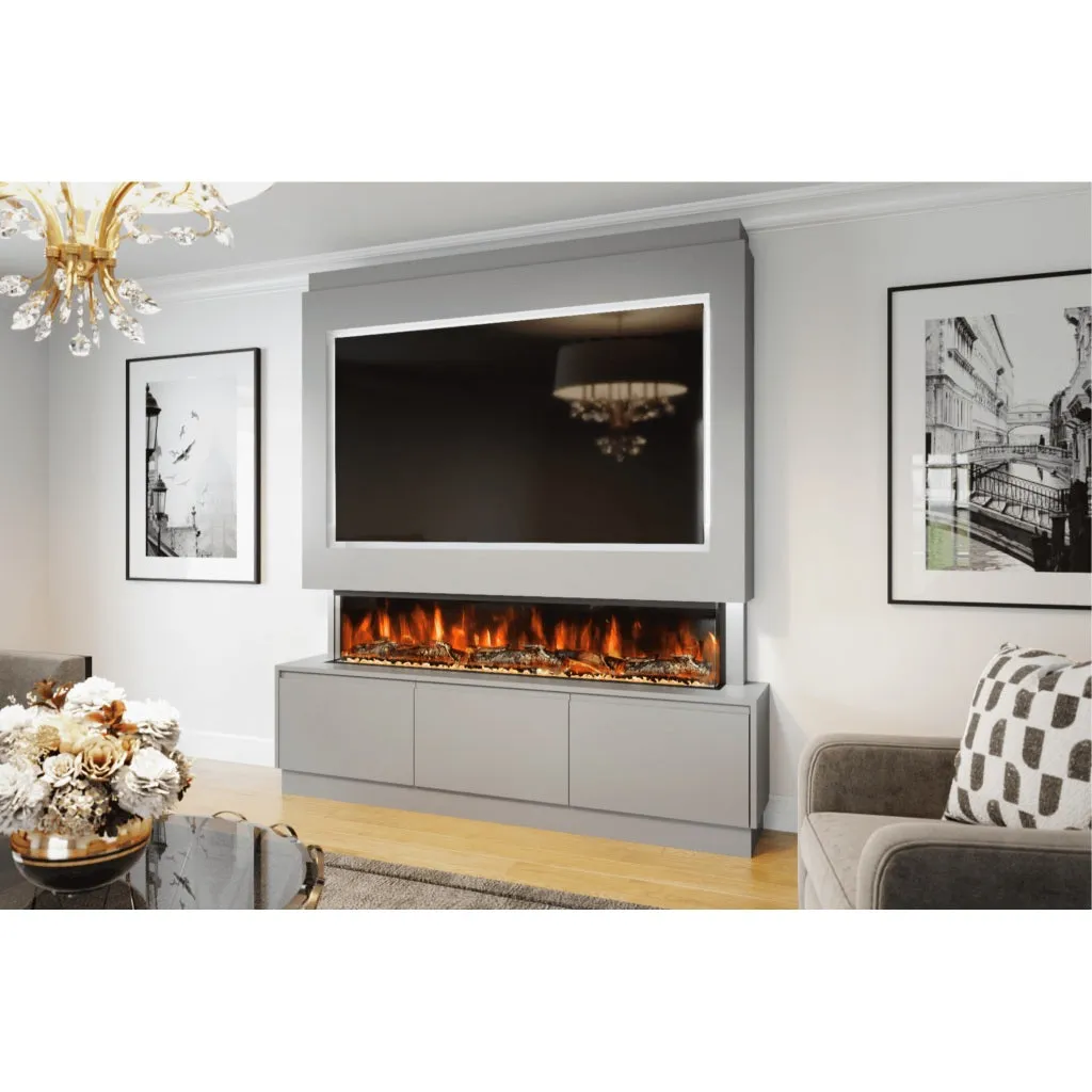 Sicily 72" Pre-Built Media Wall Fireplace - Electric Fire Package