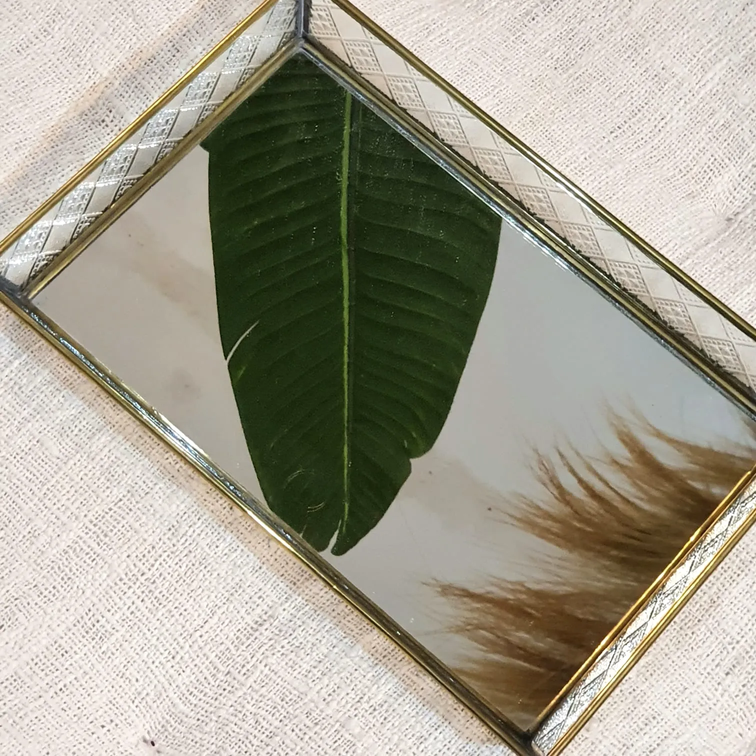 Small Bevelled Glass & Mirrored Tray