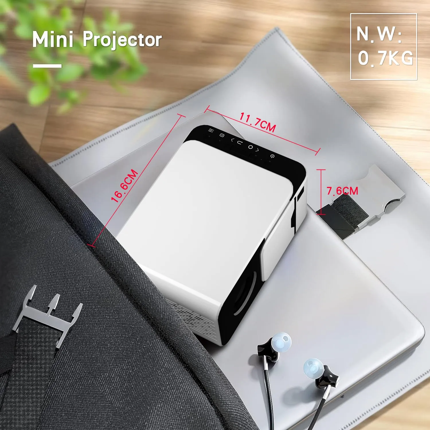 Smart Mini Projector with WiFi and Bluetooth [Android 13.0/Electric focus] Portable Projector 4K Support, HD 1080P Supported Home Theater Video Projector -White