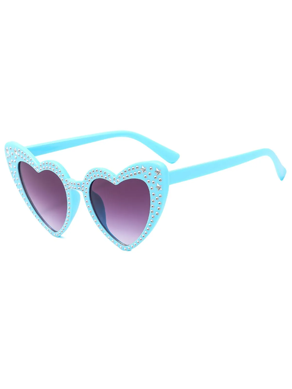 Solid Rhinestone Heart Frame Sunglasses