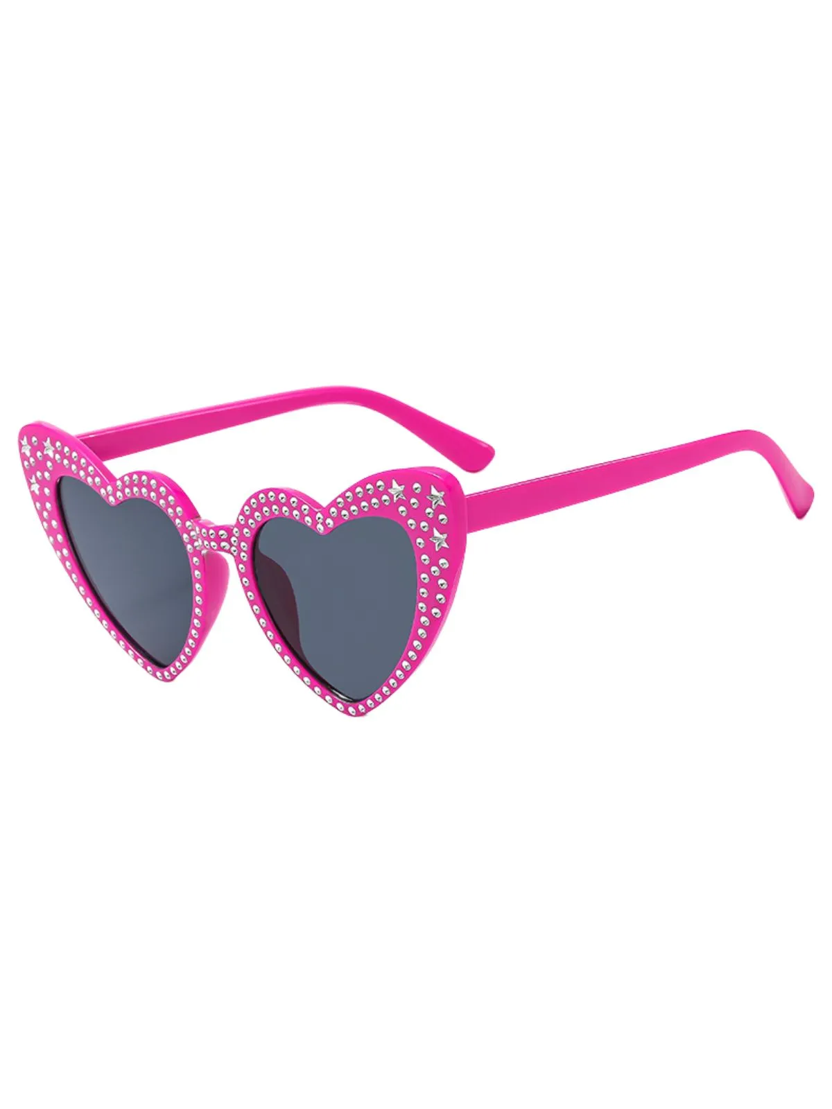 Solid Rhinestone Heart Frame Sunglasses