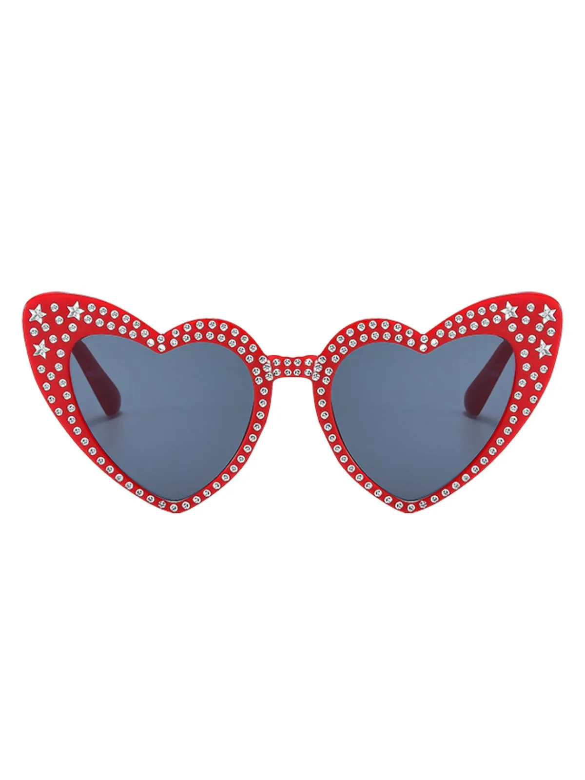 Solid Rhinestone Heart Frame Sunglasses
