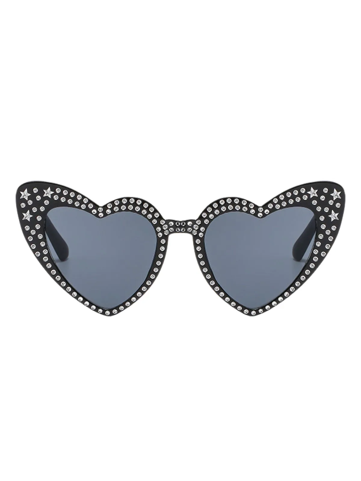 Solid Rhinestone Heart Frame Sunglasses