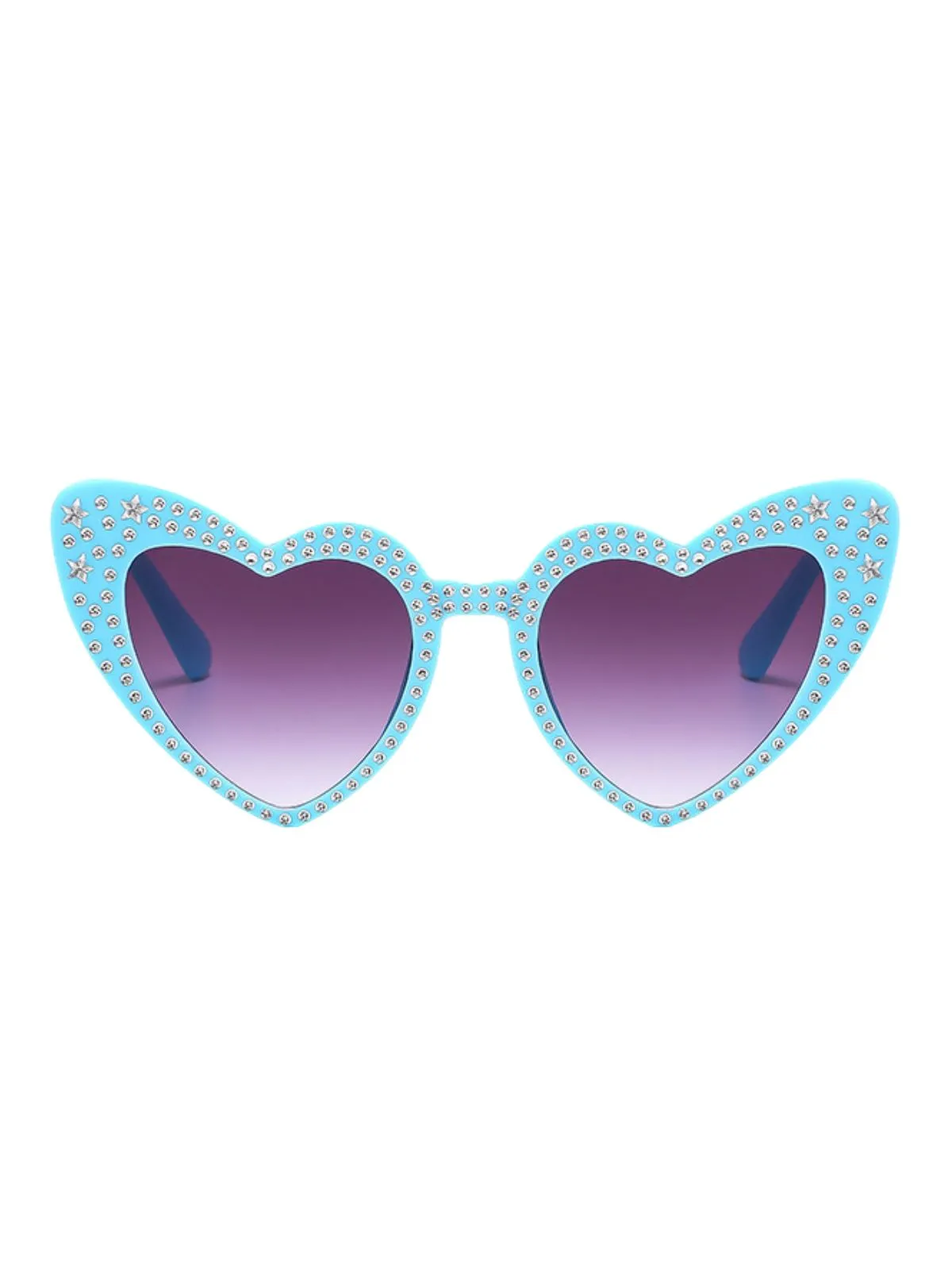 Solid Rhinestone Heart Frame Sunglasses