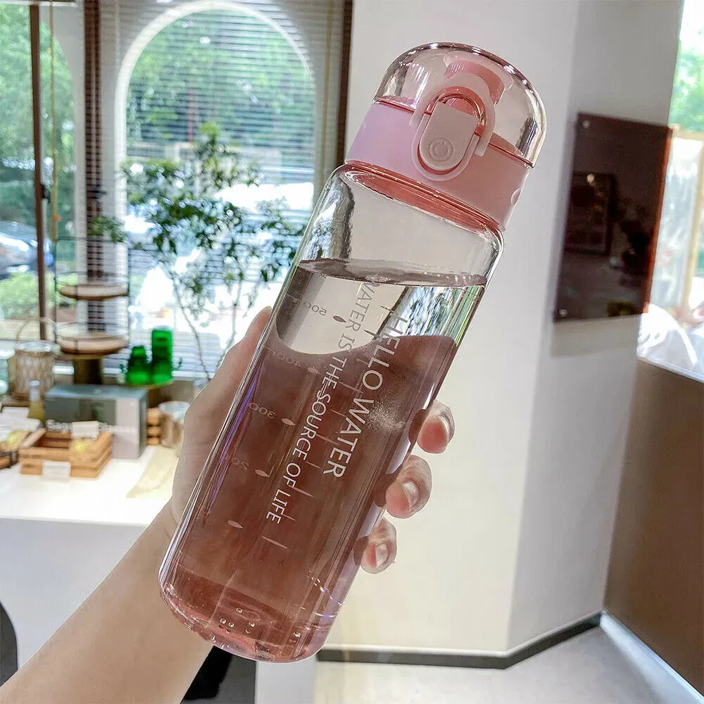 Sports Water Bottle 780ml Portable Travel Clear Leakproof Drinking Bottle for Gym Fitness Outdoor