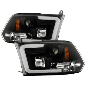 Spyder Projector Headlights Dodge Ram 1500 (09-18) 2500/3500 (10-19) Halogen Model [Platinum Series - Switchback LED Turn Signal Lights] Black Housing
