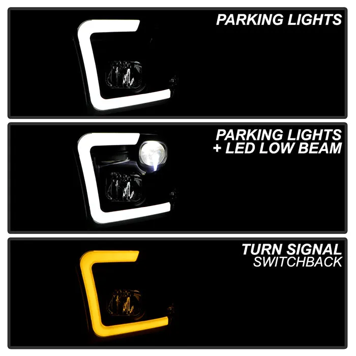 Spyder Projector Headlights Dodge Ram 1500 (09-18) 2500/3500 (10-19) Halogen Model [Platinum Series - Switchback LED Turn Signal Lights] Black Housing