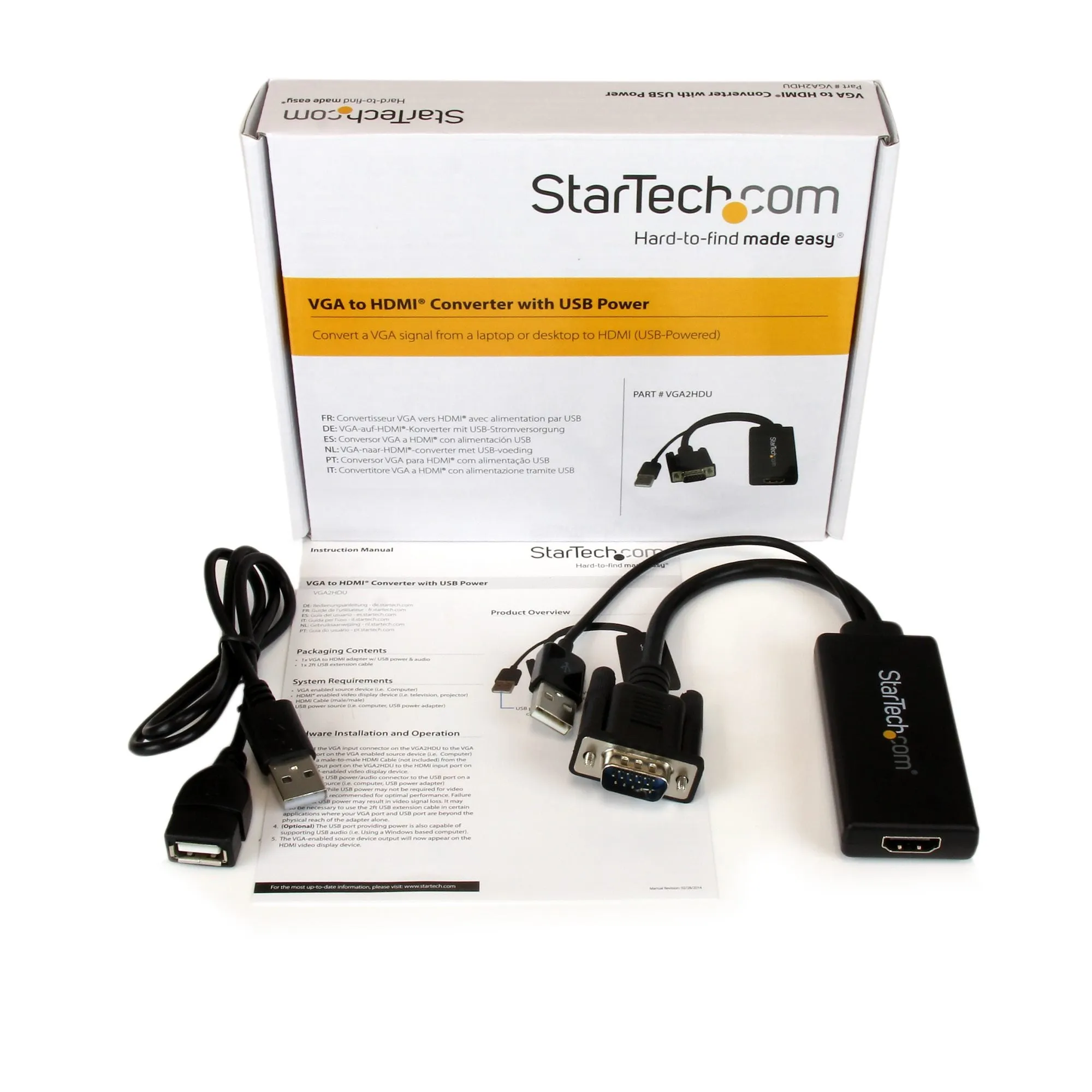 Startech.com VGA to HDMI Portable Adapter Converter with USB Audio & Power
