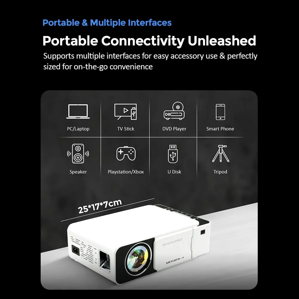 T5 Mini Projector 100 ANSI Lumens With 100 Inch Projector Screen Portable Outdoor Movie Projector