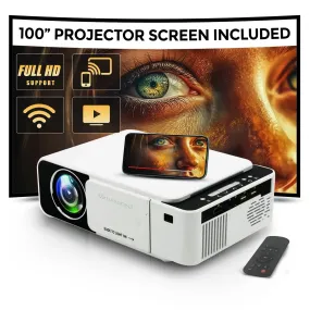 T5 Mini Projector 100 ANSI Lumens With 100 Inch Projector Screen Portable Outdoor Movie Projector