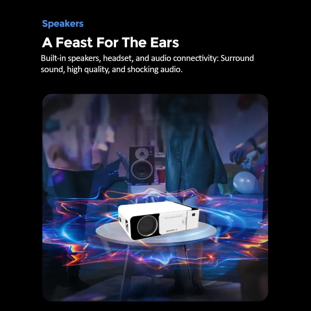 T5 Mini Projector 100 ANSI Lumens With 100 Inch Projector Screen Portable Outdoor Movie Projector