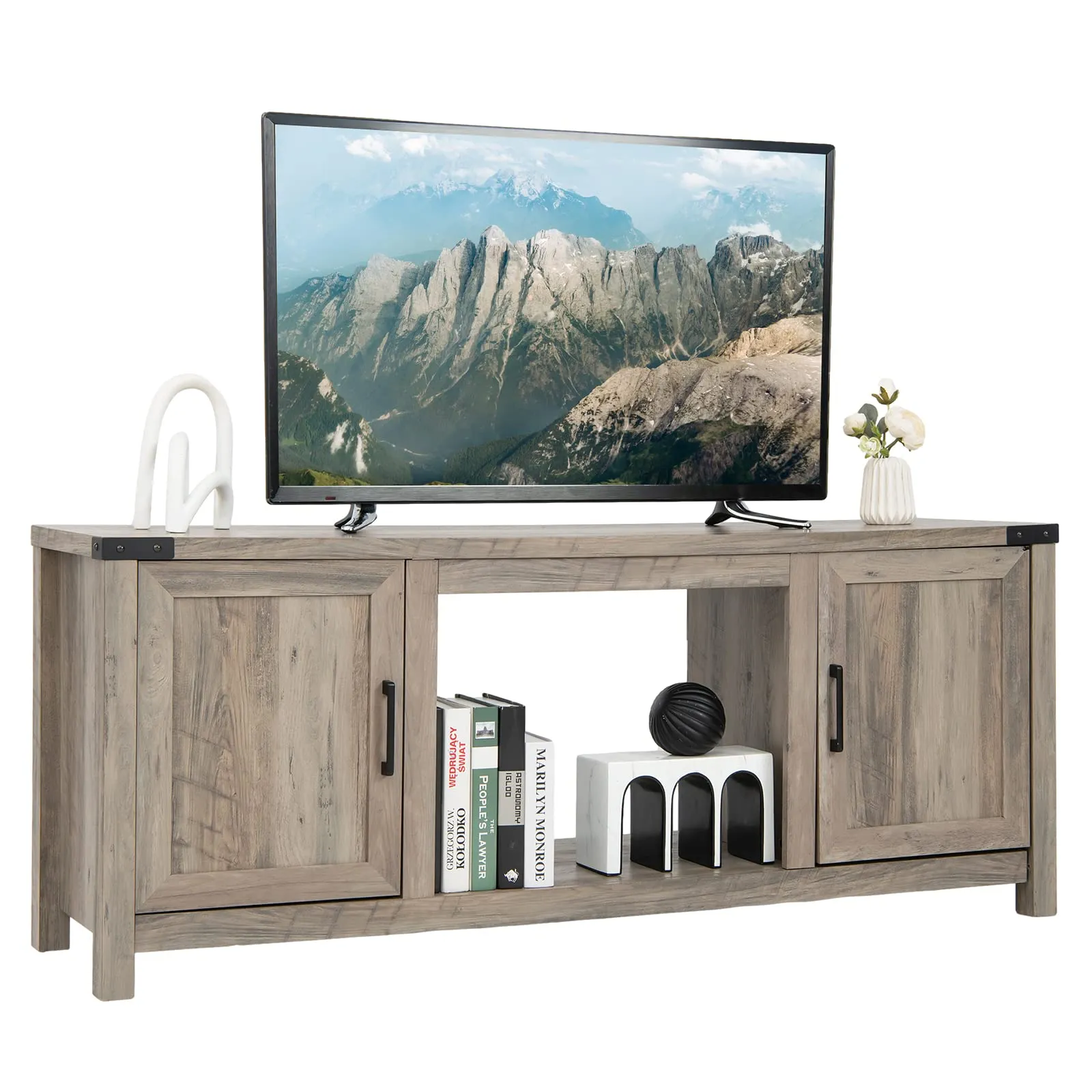 Tangkula Farmhouse TV Stand for TVs up to 70 Inch