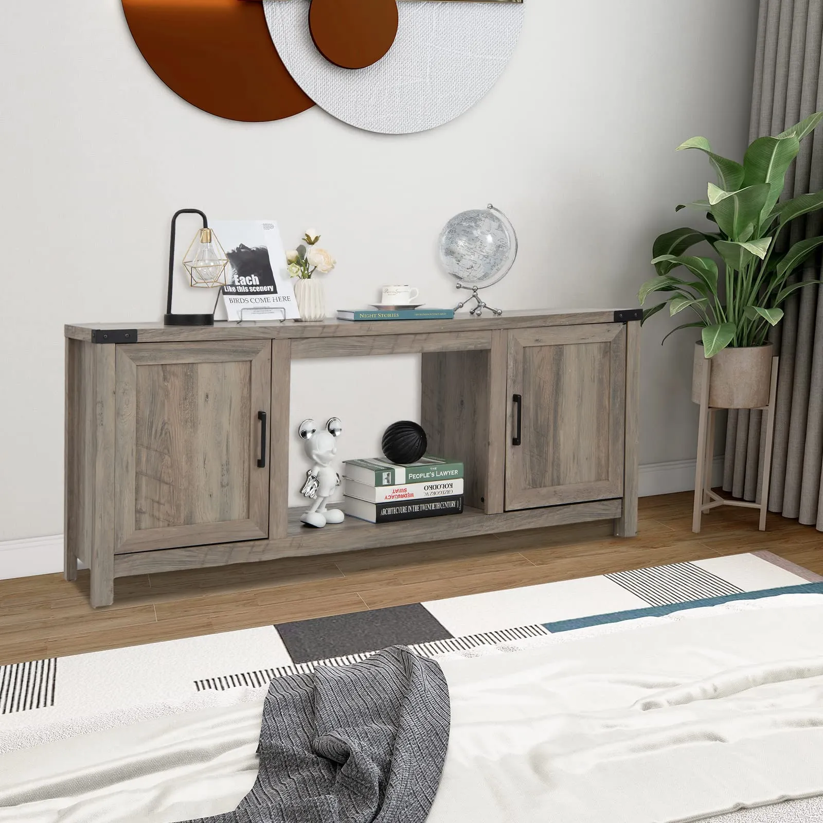 Tangkula Farmhouse TV Stand for TVs up to 70 Inch