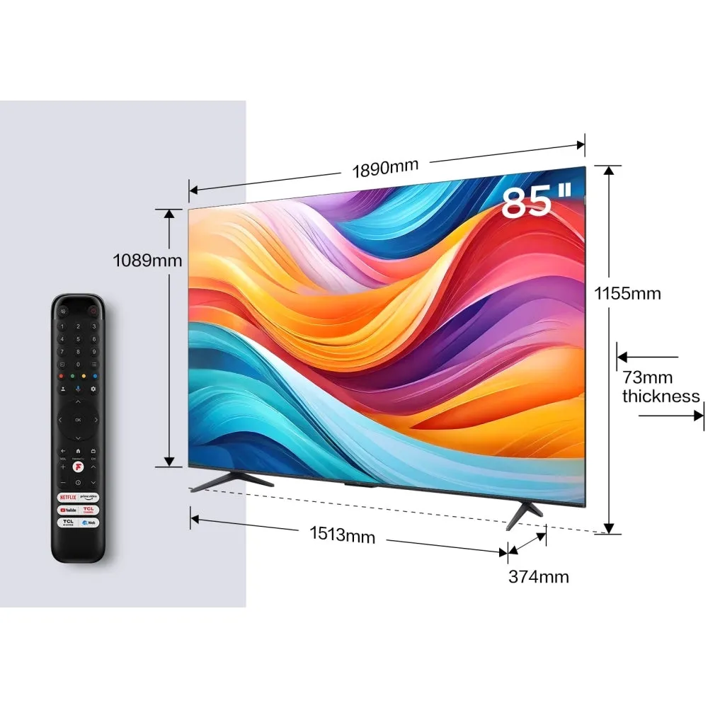 TCL 85C655K 85 Inch C655K 4K QLED UHD HDR Smart Android TV 2024