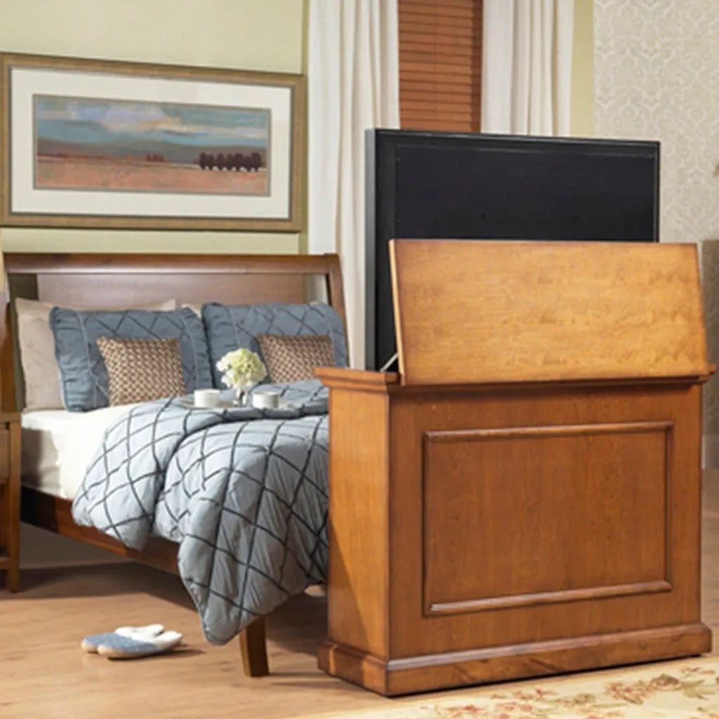 The Elevate 72009 Honey Oak Smart TV Lift Cabinet for 50 Inch Flat screen TVs