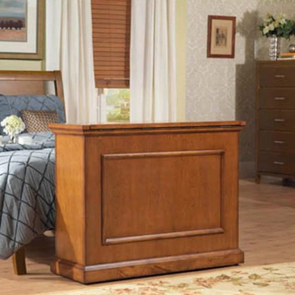 The Elevate 72009 Honey Oak Smart TV Lift Cabinet for 50 Inch Flat screen TVs
