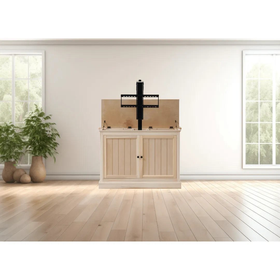 The Shoreline 72017 Unfinished Smart TV Lift Cabinet for 50 Inch Flat screen TVs