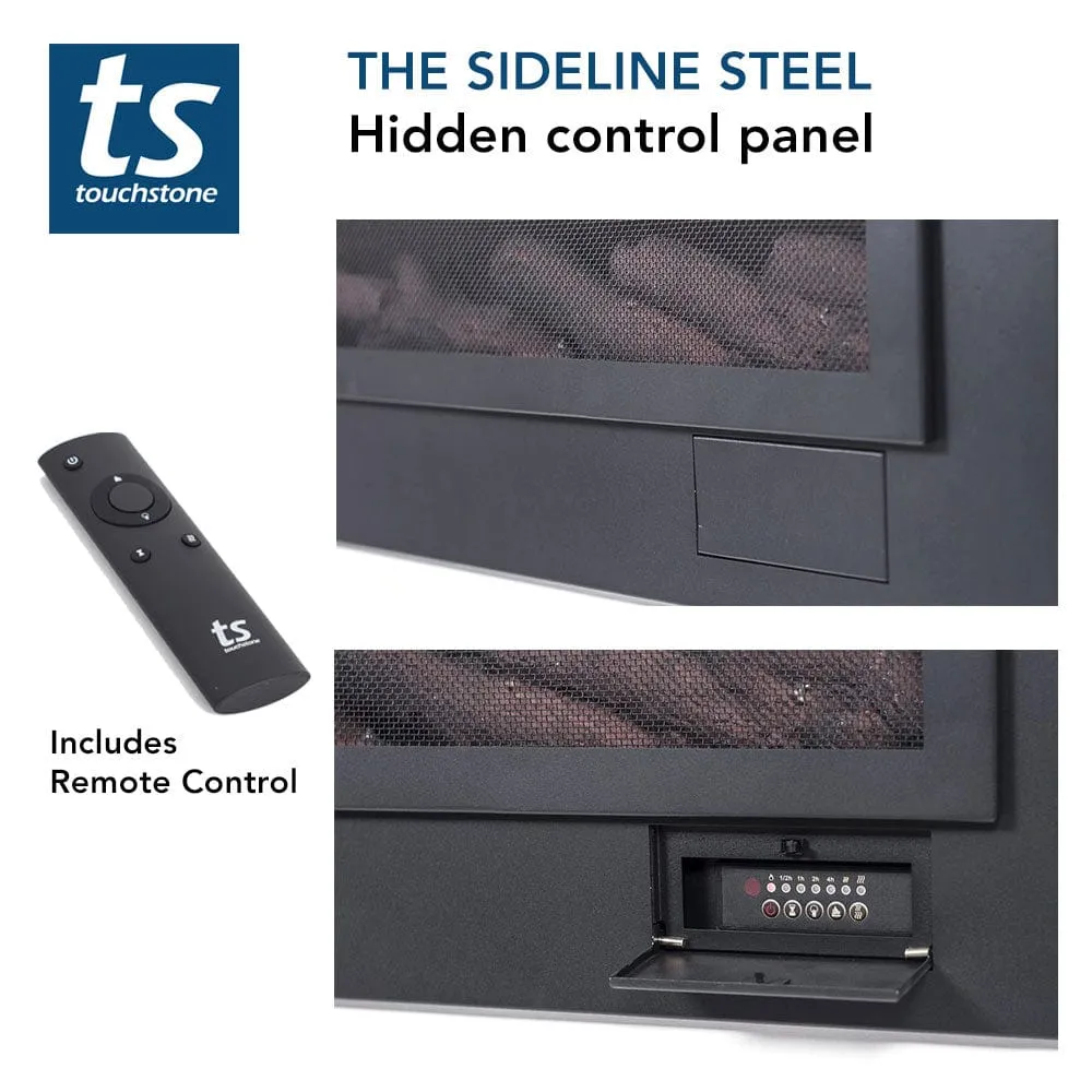 The Sideline Steel 50 Inch Mesh Screen Non Reflective Recessed Electric Fireplace 80013