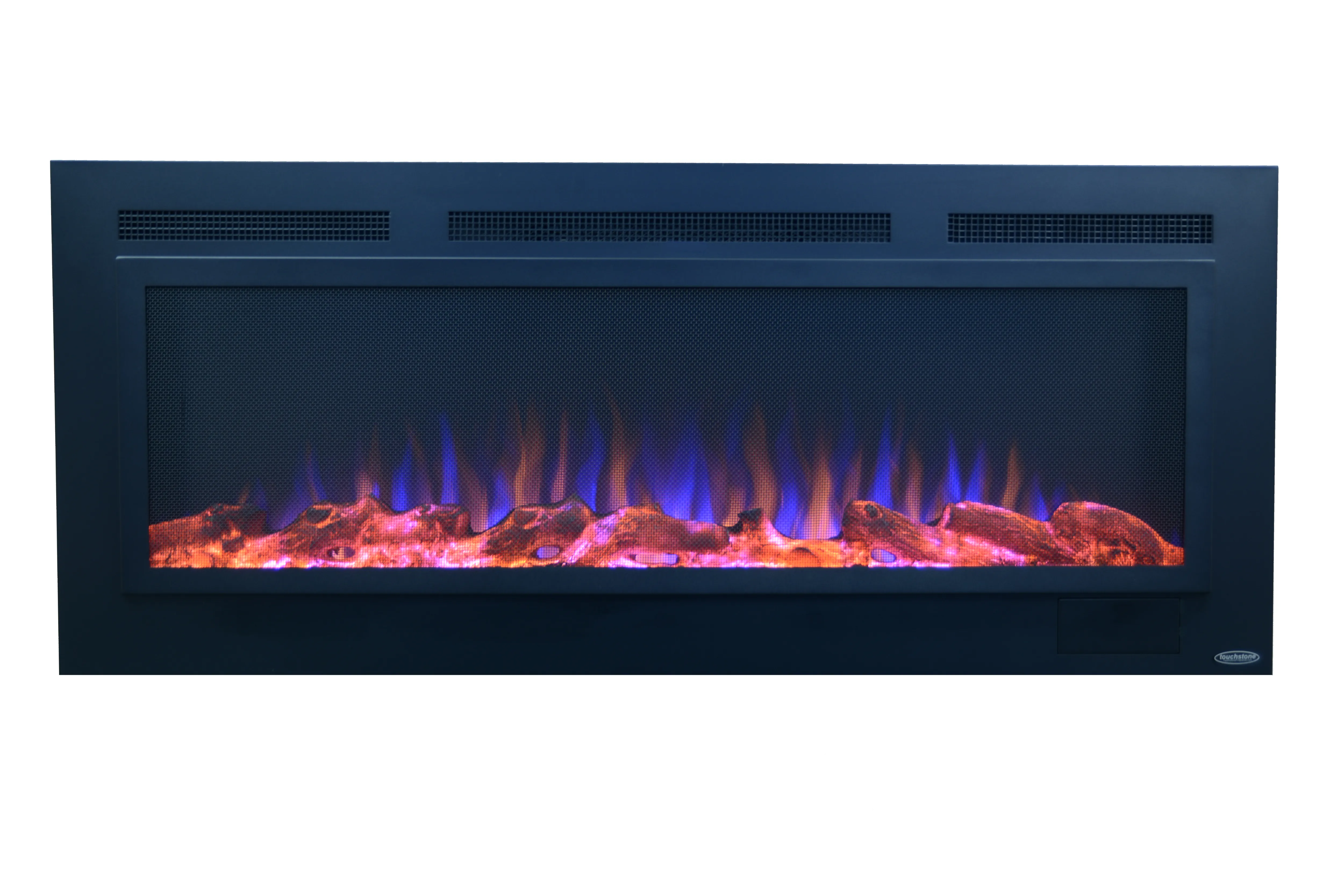 The Sideline Steel 50 Inch Mesh Screen Non Reflective Recessed Electric Fireplace 80013