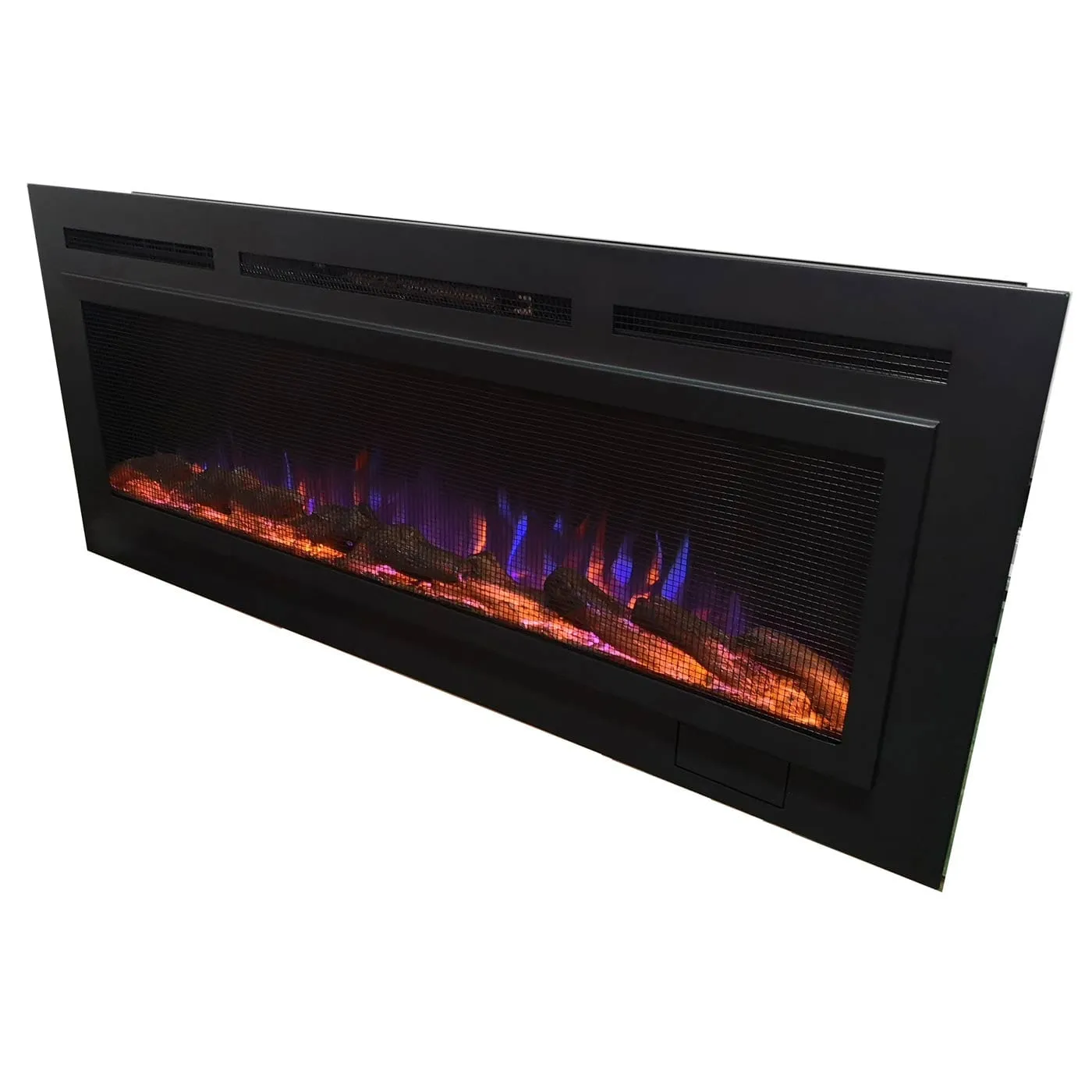 The Sideline Steel 50 Inch Mesh Screen Non Reflective Recessed Electric Fireplace 80013
