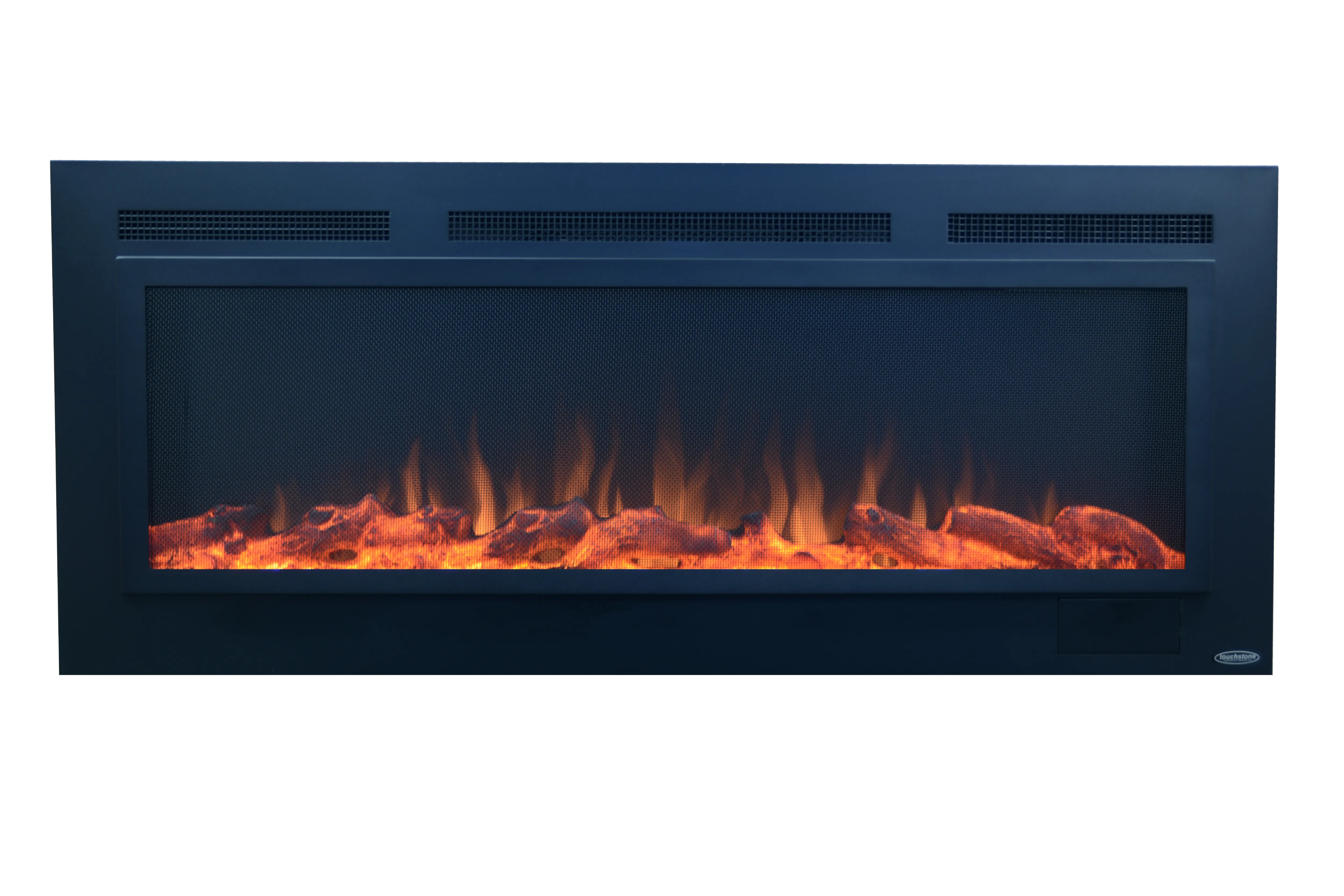 The Sideline Steel 50 Inch Mesh Screen Non Reflective Recessed Electric Fireplace 80013