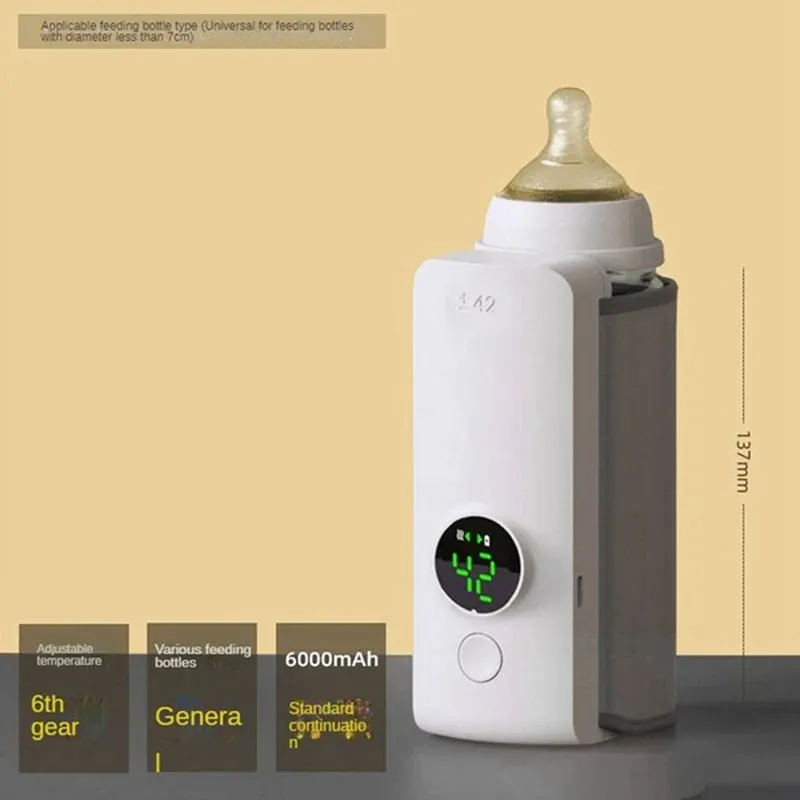 Top Sale Bottle Heating Jacket 6Levels Adjustment Temperature Display Night Light Lighting Portable Baby Bottle Heater 6000Amh