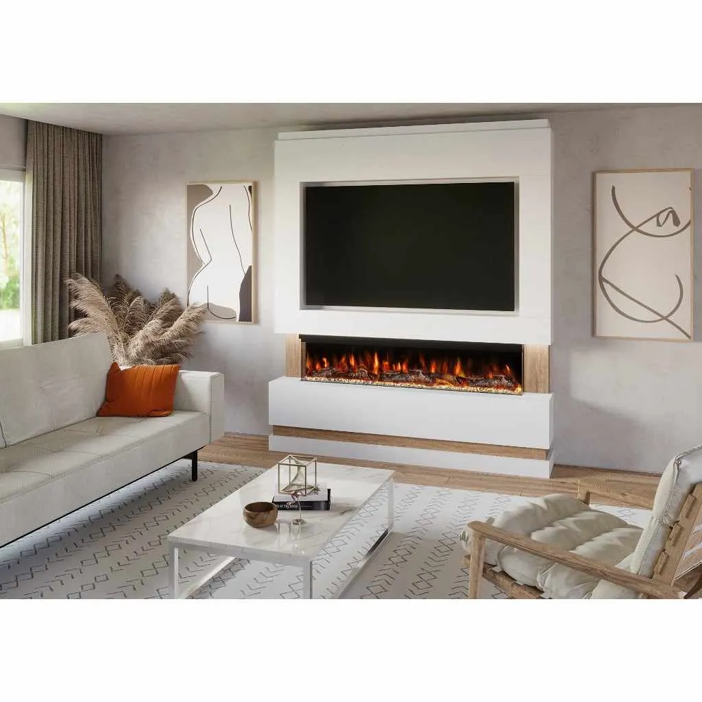 Trento 74" Pre-Built Media Wall Fireplace - Electric Fire Package
