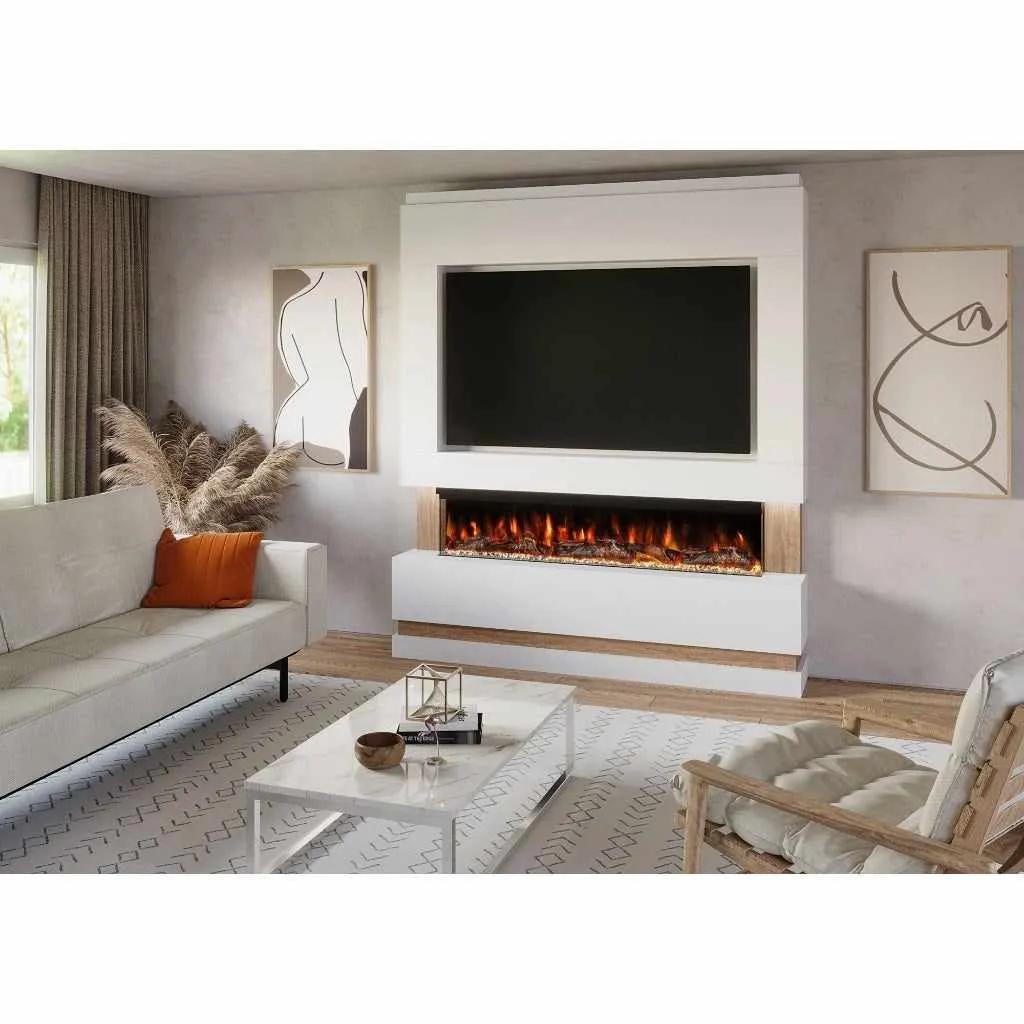 Trento 74" Pre-Built Media Wall Fireplace - Electric Fire Package