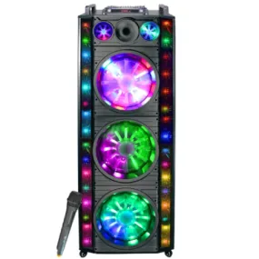Triple 12" Amplified Bluetooth Speaker, 5000W, LED Light Ball & Wireless Microphone
