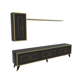 TV Stand and Entertainment Center with Cabinets and Wall Shelf for TVs up to 75" Frida