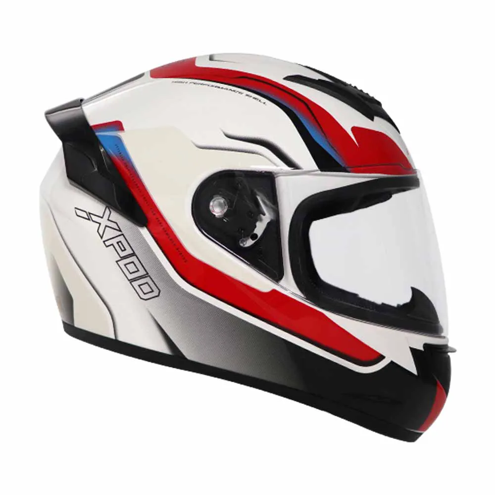 TVS XPOD Aerodynamic Helmet for Men- ISI & DOT Certified, Ultrawide Visor, Quick Release Strap – Premium Bike Helmet with Enhanced Air Circulation (Speedy White & Red)