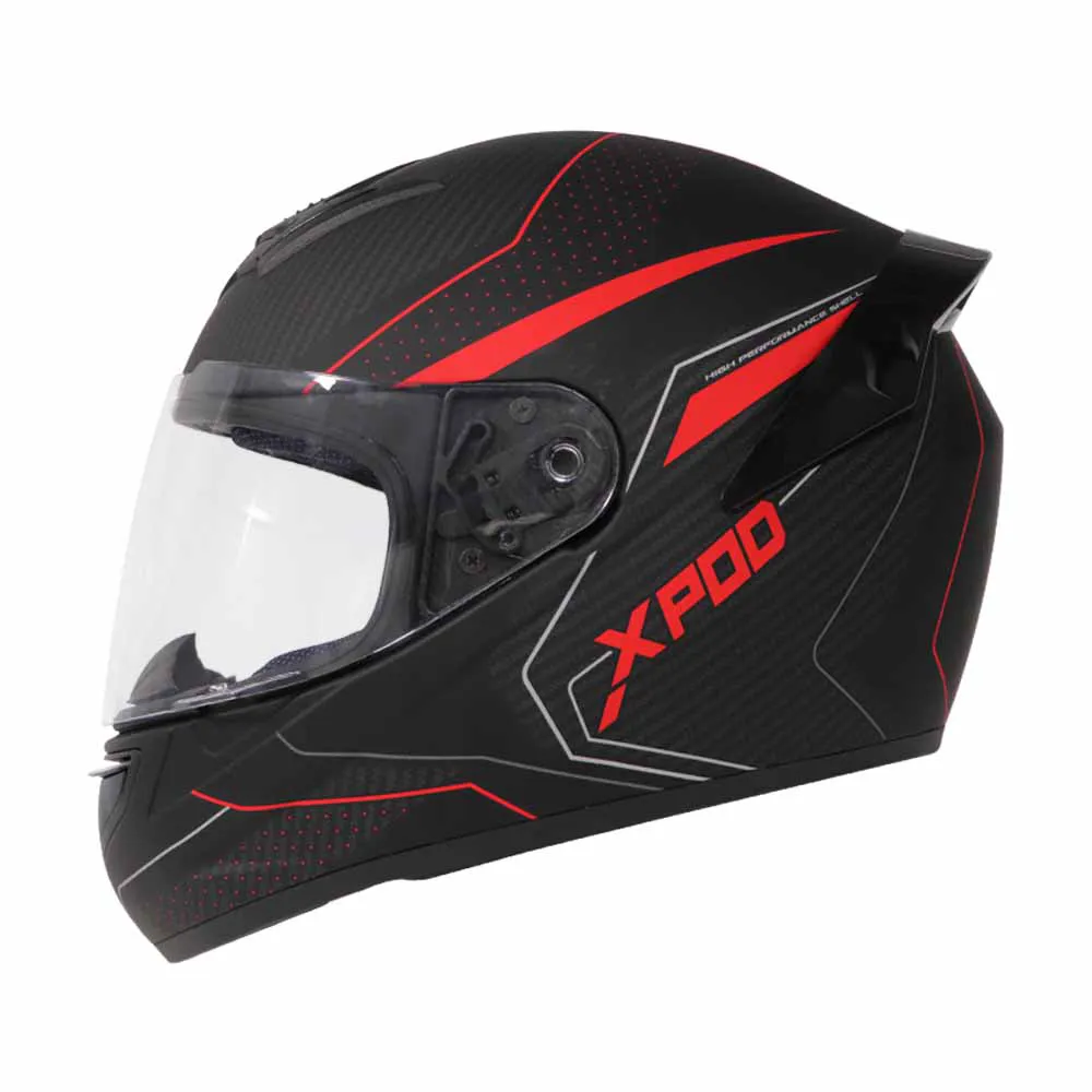 TVS XPOD Aerodynamic Helmet for Men- ISI & DOT Certified, Ultrawide Visor, Quick Release Strap – Premium Bike Helmet with Enhanced Air Circulation (Speedy White & Red)