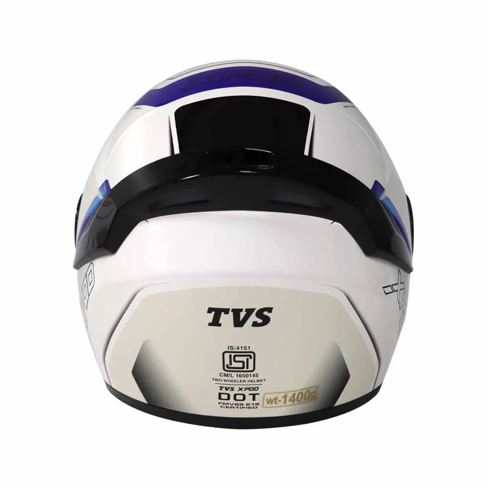 TVS XPOD Aerodynamic Helmet for Men- ISI & DOT Certified, Ultrawide Visor, Quick Release Strap – Premium Bike Helmet with Enhanced Air Circulation (Speedy White & Red)