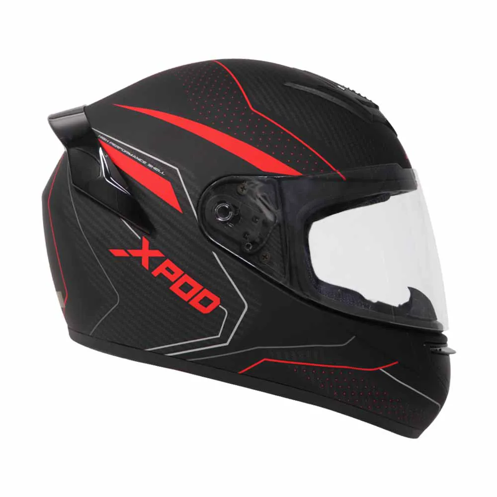 TVS XPOD Aerodynamic Helmet for Men- ISI & DOT Certified, Ultrawide Visor, Quick Release Strap – Premium Bike Helmet with Enhanced Air Circulation (Speedy White & Red)