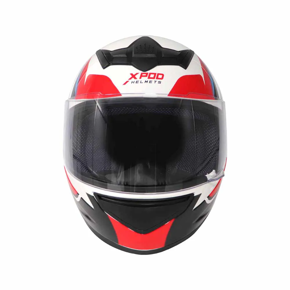 TVS XPOD Aerodynamic Helmet for Men- ISI & DOT Certified, Ultrawide Visor, Quick Release Strap – Premium Bike Helmet with Enhanced Air Circulation (Speedy White & Red)