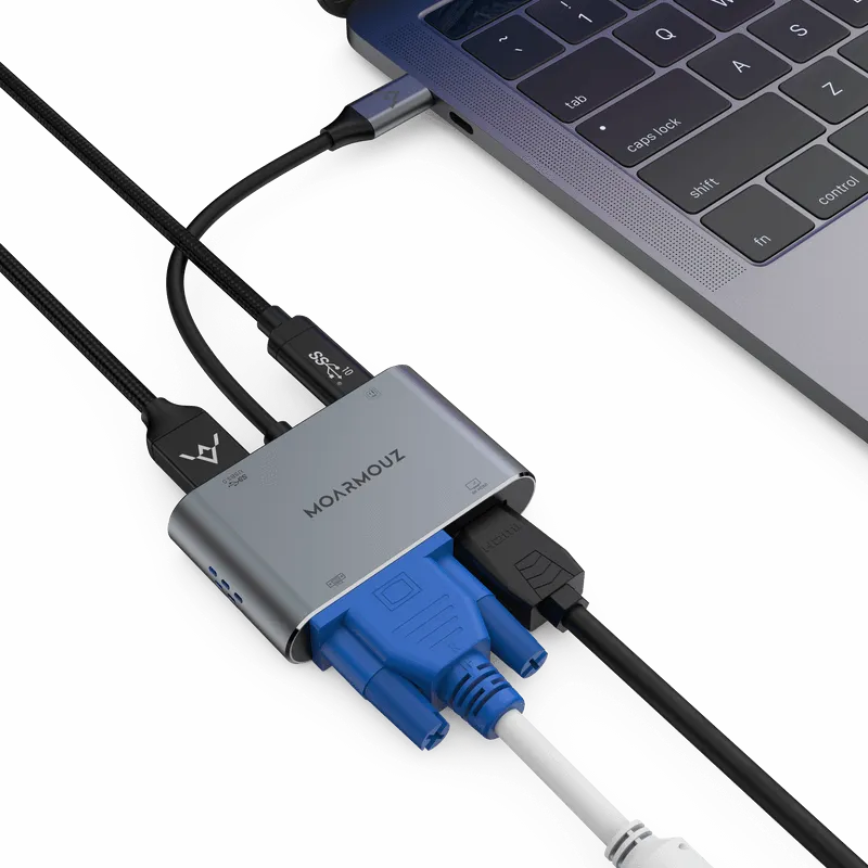 Type C (USB-C) 4 in 1 Dual Display Hub