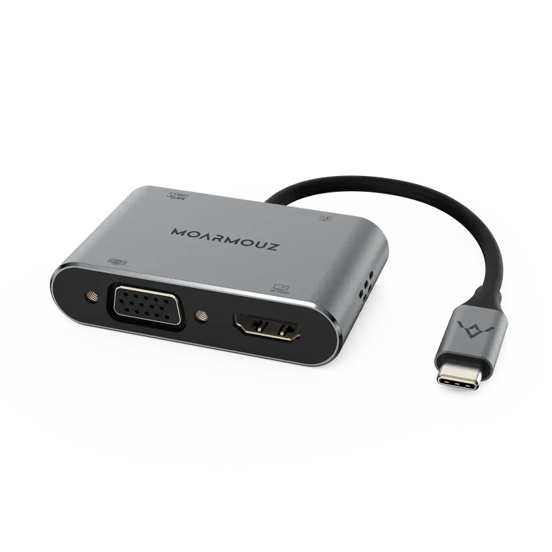 Type C (USB-C) 4 in 1 Dual Display Hub