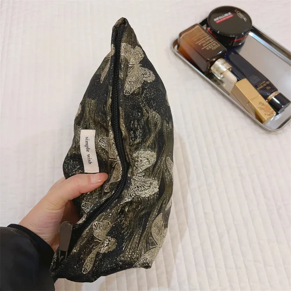 UAKISS  -  Women's Makeup Bag Gold Butterfly Large Capacity Volume Lipstick Air Cushion Mobile Phone Storage Bag Portable Cosmetic Bag