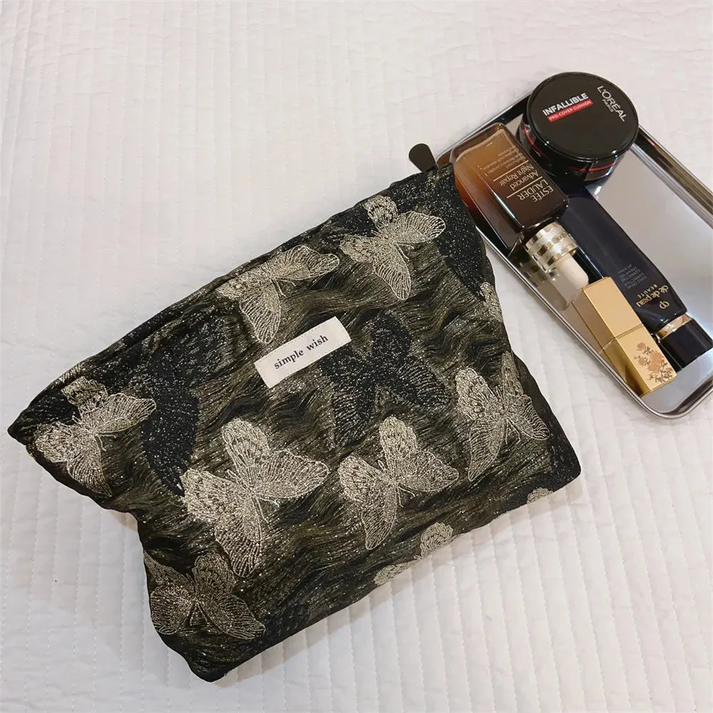 UAKISS  -  Women's Makeup Bag Gold Butterfly Large Capacity Volume Lipstick Air Cushion Mobile Phone Storage Bag Portable Cosmetic Bag