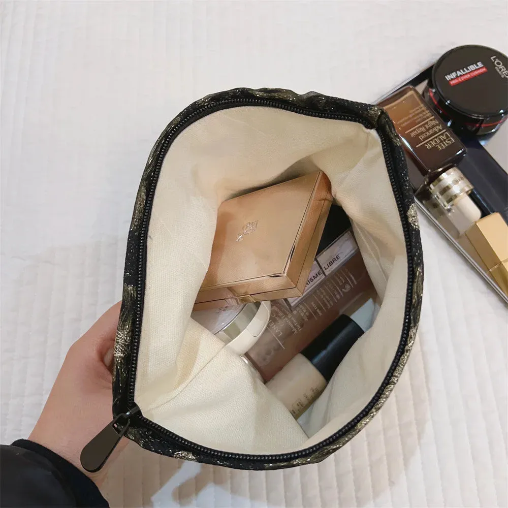 UAKISS  -  Women's Makeup Bag Gold Butterfly Large Capacity Volume Lipstick Air Cushion Mobile Phone Storage Bag Portable Cosmetic Bag