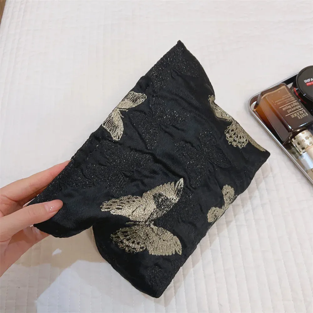UAKISS  -  Women's Makeup Bag Gold Butterfly Large Capacity Volume Lipstick Air Cushion Mobile Phone Storage Bag Portable Cosmetic Bag