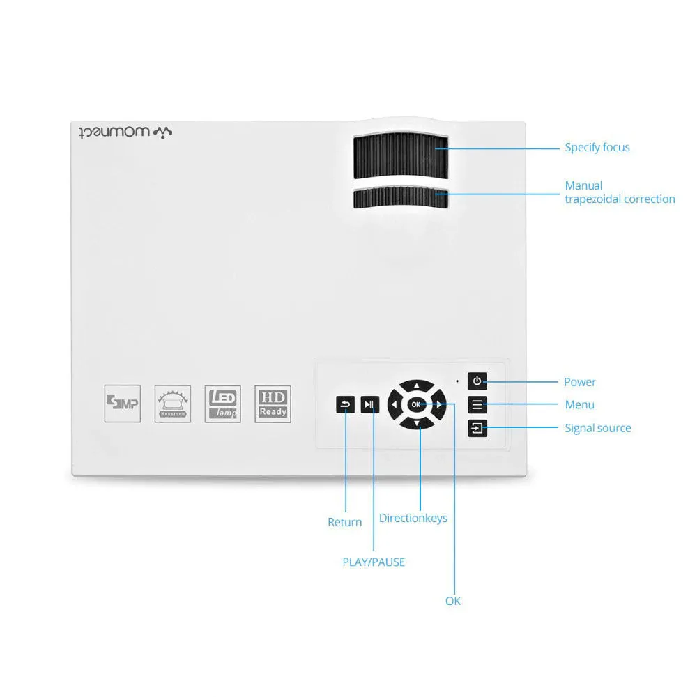 UC68B Home Theater Multimedia Home Theater Projector 80ANSI HD Projector [ HDMI USB SD AV VGA DLAN ] Gaming Projector